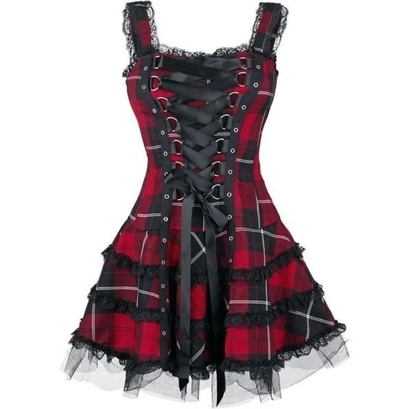 Vue 3 — Robe Steampunk Écossaise Gothique
