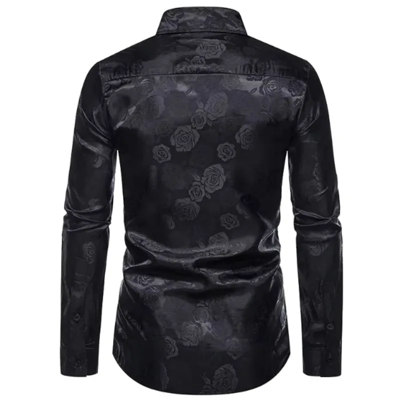 Vue 3 — Chemise Noire à Fleur Homme