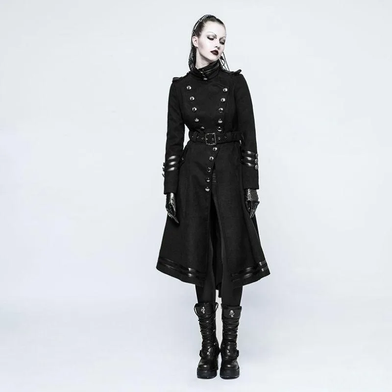 Vue 2 — Manteau Long Noir Gothique Femme