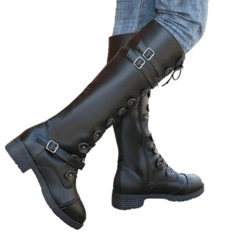 Vue 4 — Bottes Steampunk Hautes Sans Talons