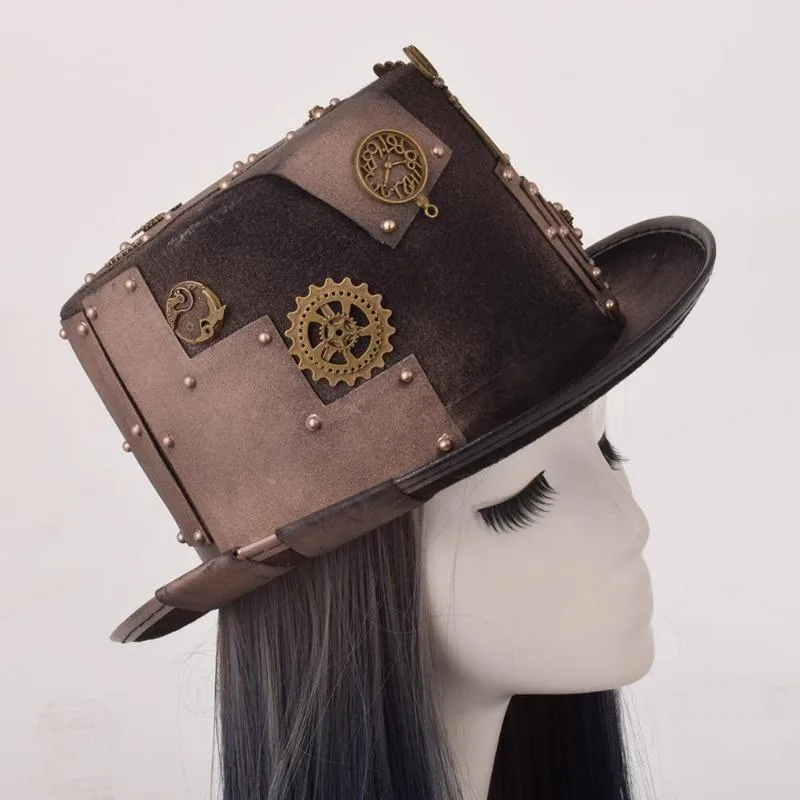Vue 2 — Chapeau Steampunk Marron