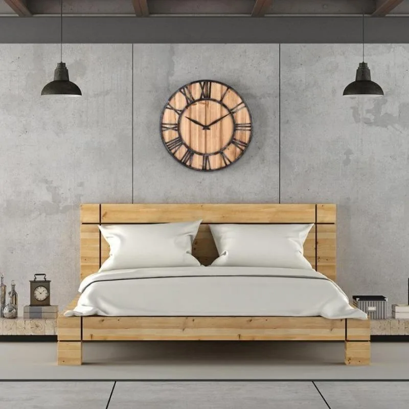 Vue 3 — Horloge Steampunk Industrielle en Bois et Métal