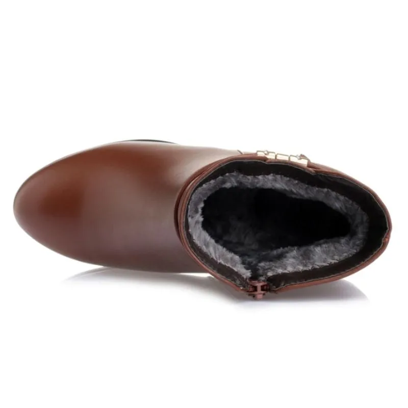 Vue 11 — Bottines en PU Marron à Talon