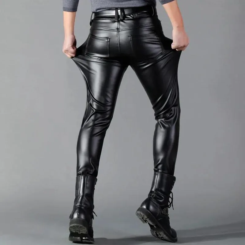Vue 2 — Pantalon Simili PU Noir pour Homme