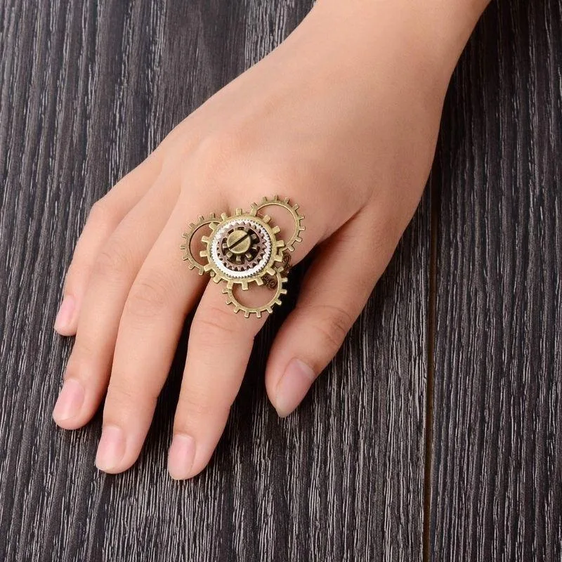Vue 2 — Bague Rouage Steampunk