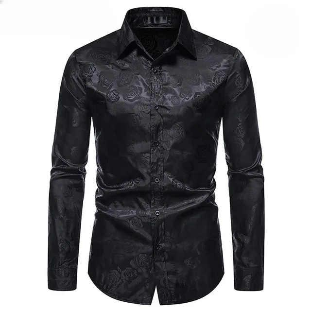 Chemise Noire à Fleur Homme