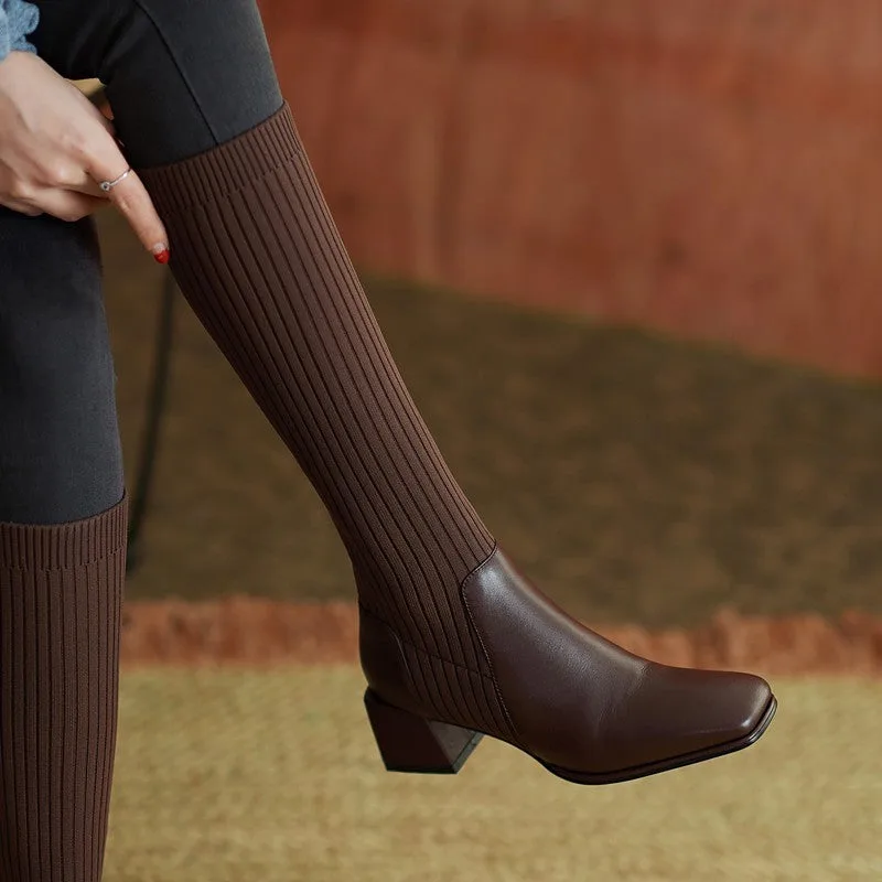 Vue 4 — Bottes Chaussettes Marron pour Femme
