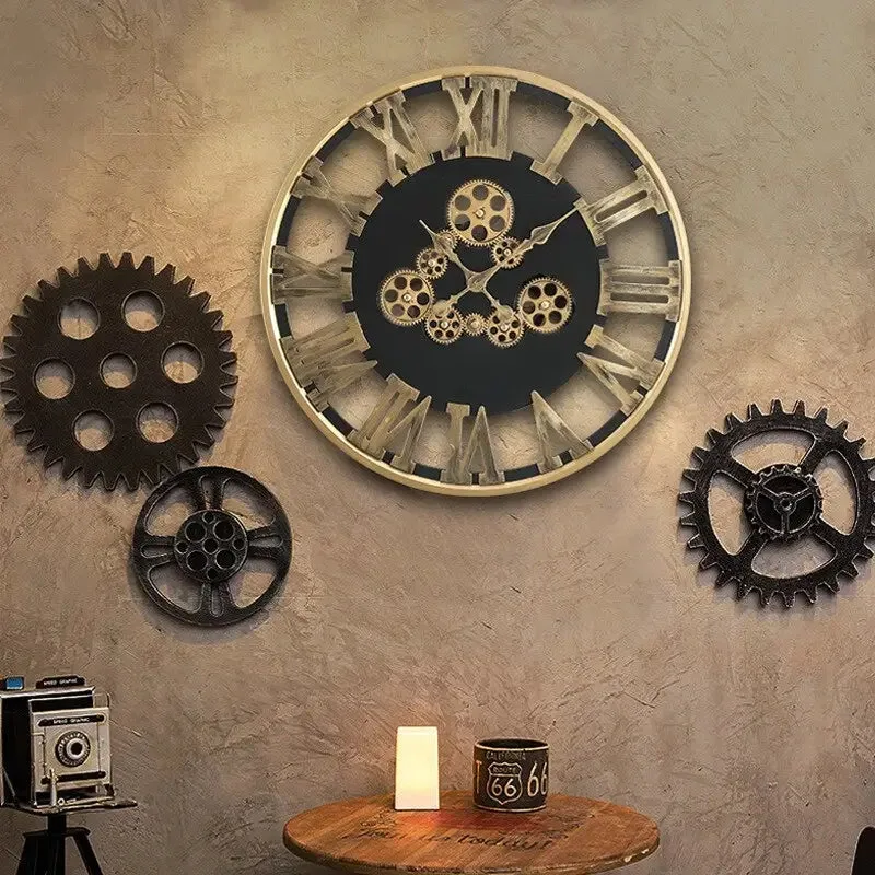 Vue 2 — Horloge Steampunk Engrenage Tournant