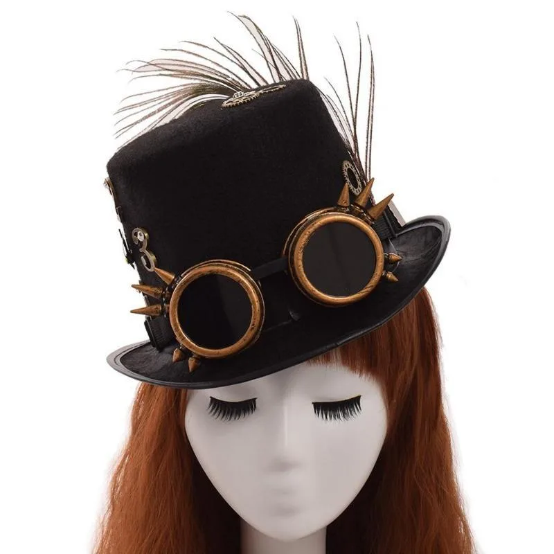 Vue 2 — Chapeau Steampunk Avec Plume