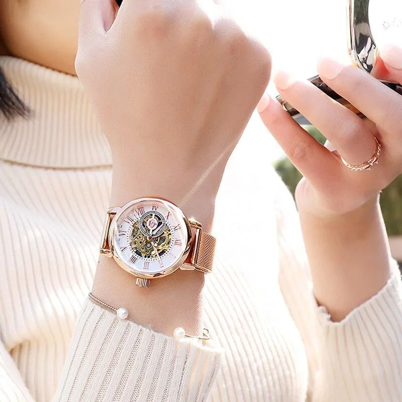 Vue 2 — Montre Squelette Femme Automatique