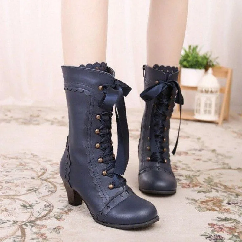 Vue 10 — Bottines Steampunk Victoriennes à Lacets