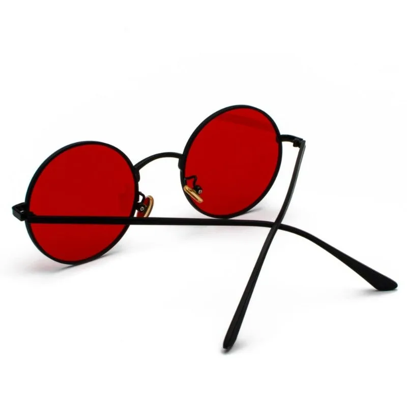 Vue 4 — Lunettes de Soleil Vintages Rouges Rondes