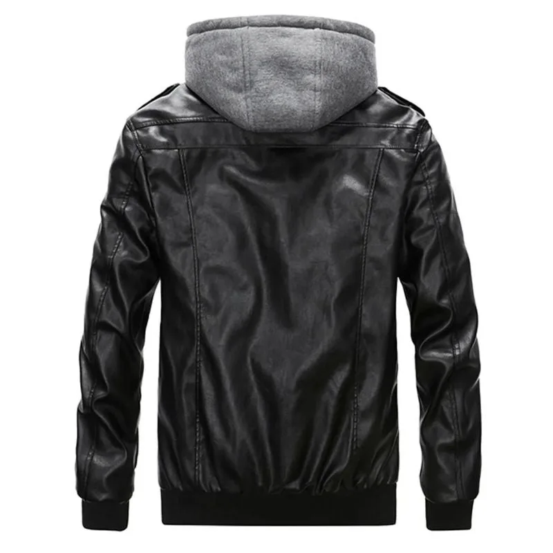 Vue 2 — Veste Simili PU à Capuche Homme