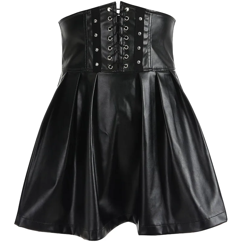 Jupe Simili PU Taille Haute