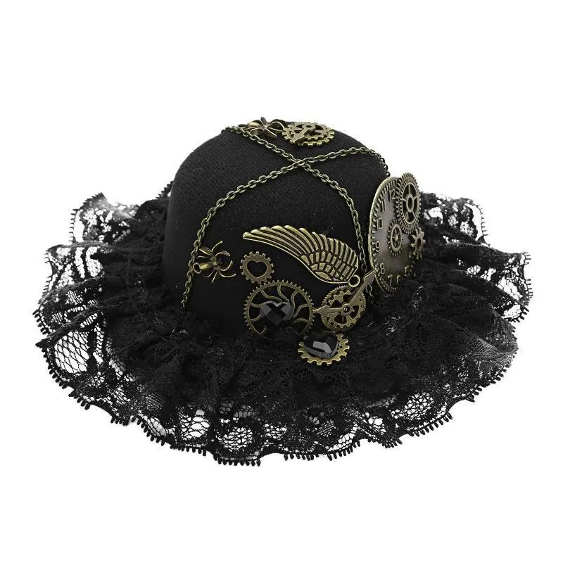 Vue 5 — Mini Chapeau Victorien avec Dentelle