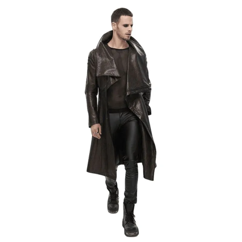 Vue 4 — Long Manteau Steampunk Marron