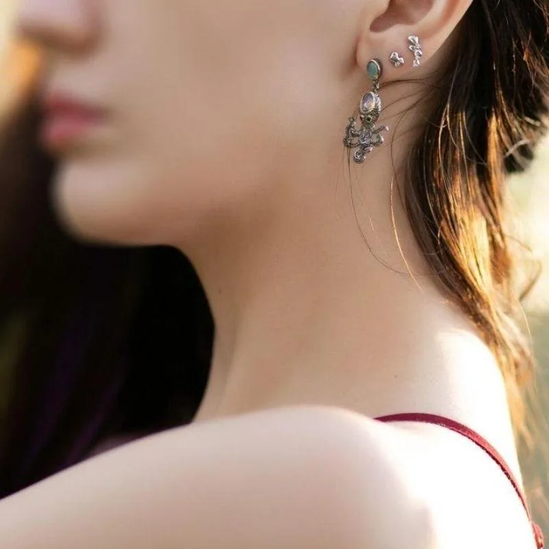 Vue 3 — Boucles d'Oreilles Poulpe Steampunk