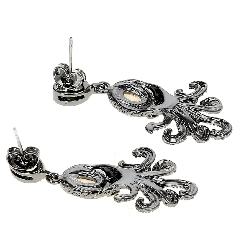 Vue 4 — Boucles d'Oreilles Poulpe Steampunk