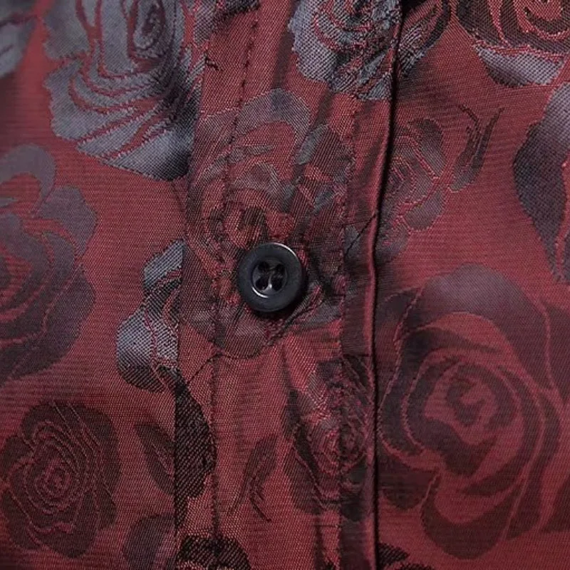 Vue 6 — Chemise Rouge à Fleur Homme