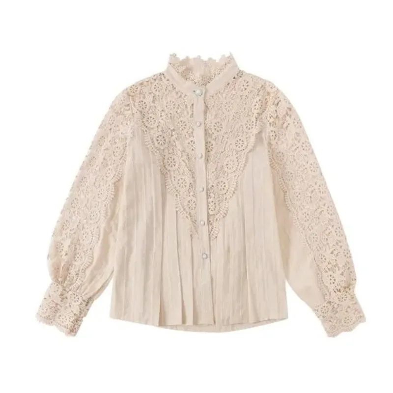 Chemisier Victorien Dentelle Col Montant