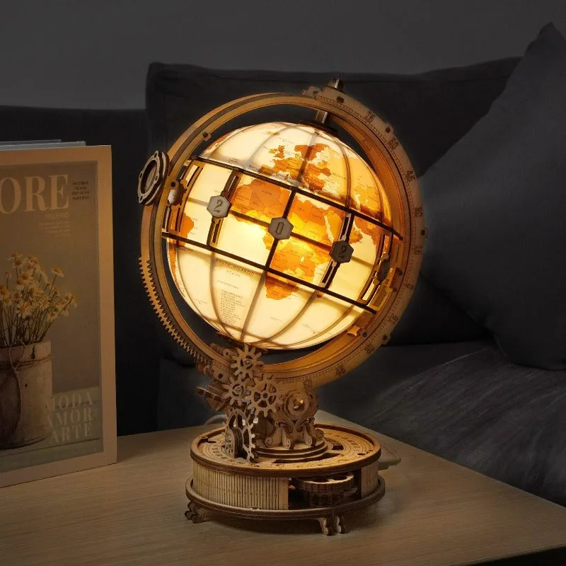 Vue 4 — Maquette Bois Globe Terrestre