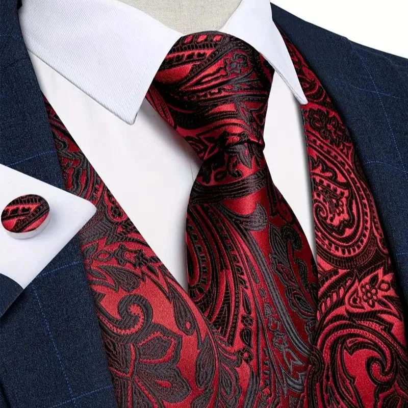 Vue 4 — Gilet Rouge Homme pour Mariage