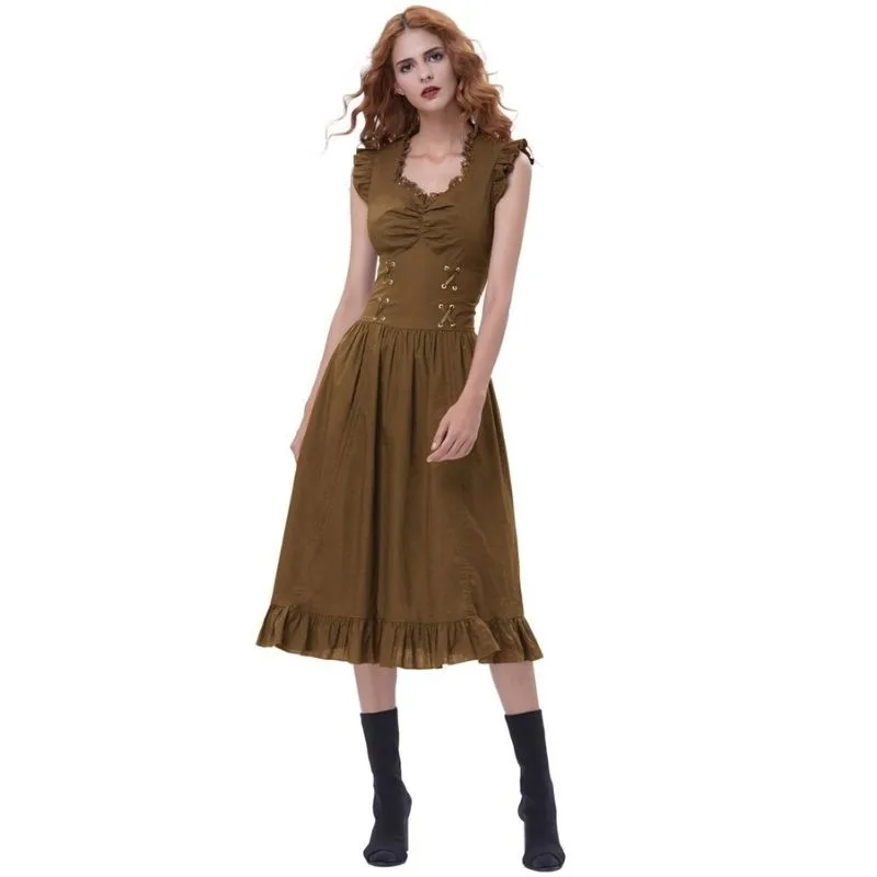 Vue 2 — Longue Robe Marron Steampunk
