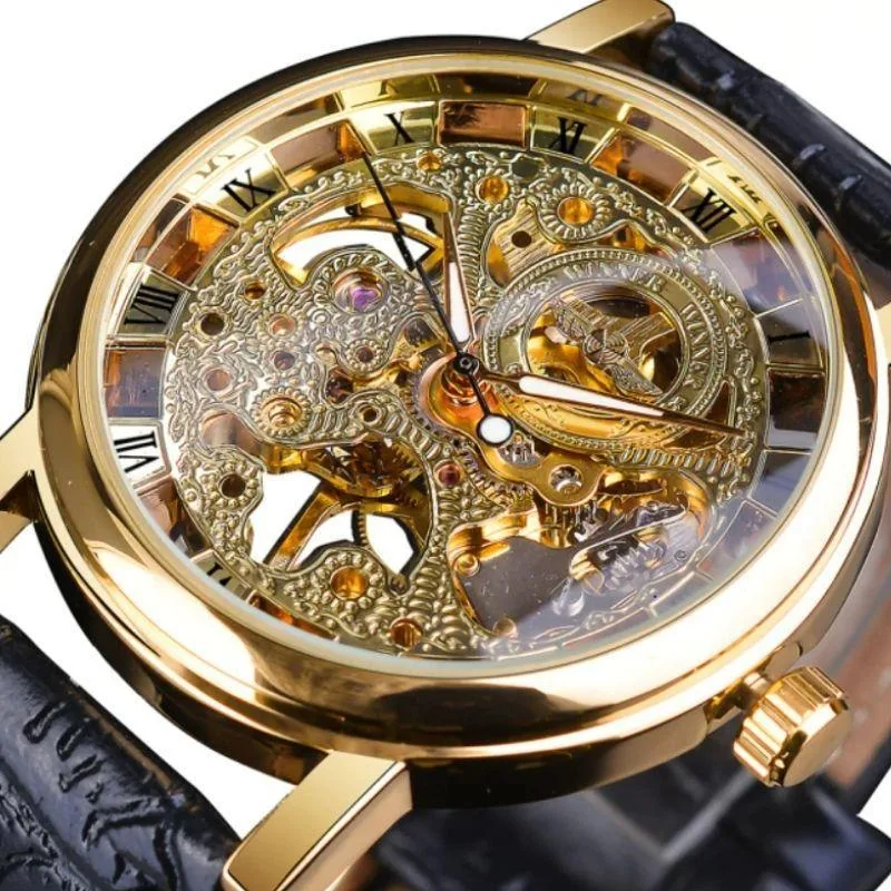 Vue 3 — Montre Homme Squelette Bracelet Simili