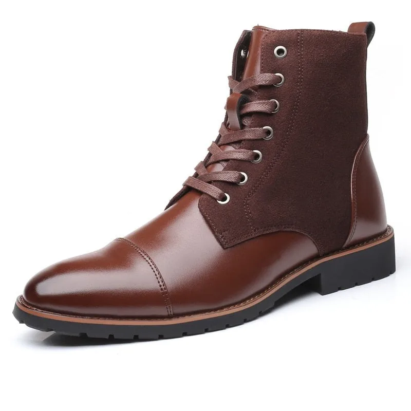 Bottines Marron en Simili PU et à Lacets