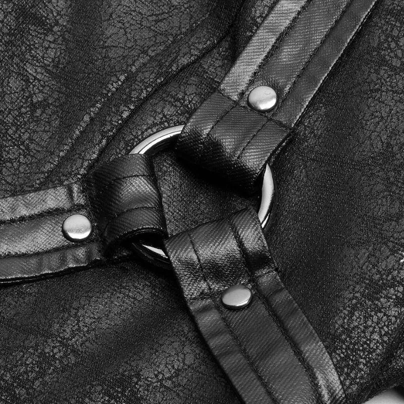 Vue 6 — Manteau Steampunk Gothique en Simili PU