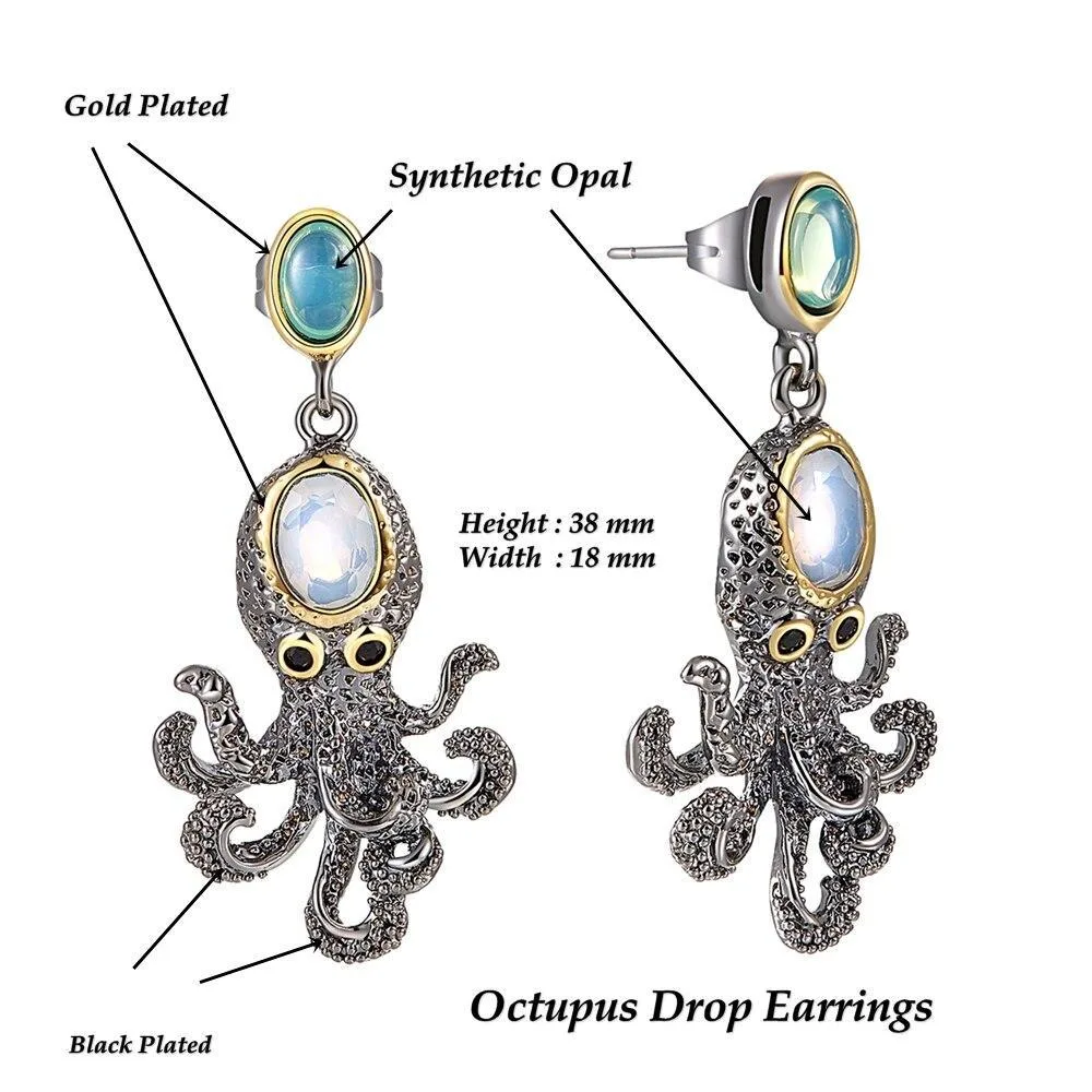 Vue 6 — Boucles d'Oreilles Poulpe Steampunk