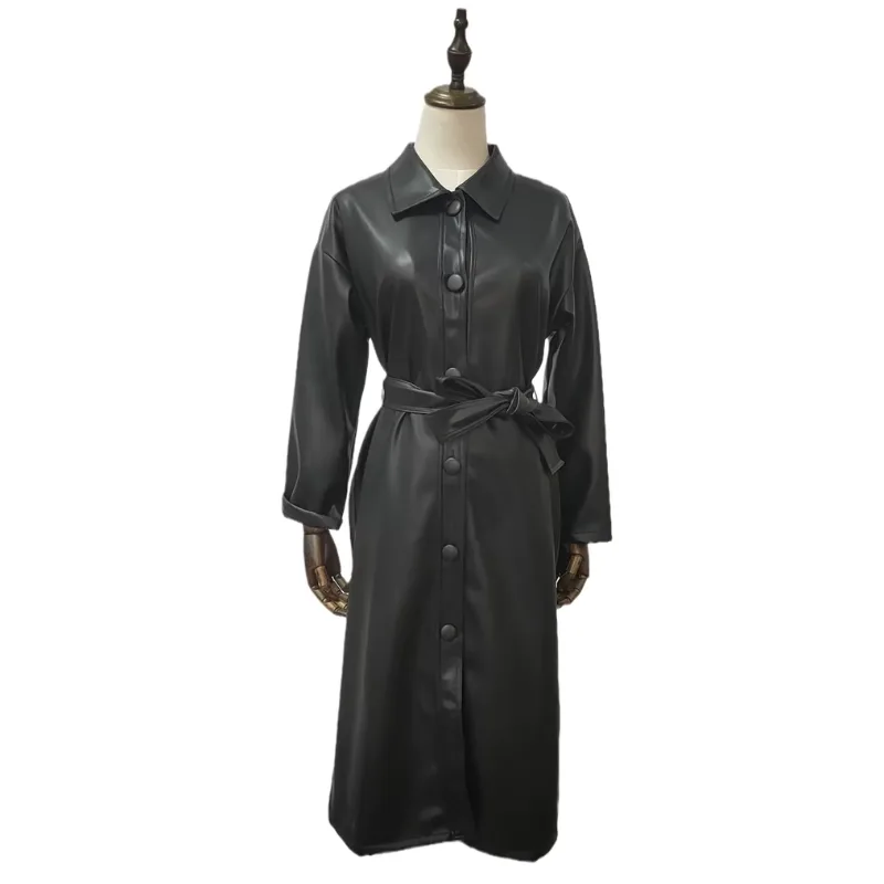 Manteau Trench Coat Surdimensionné en PU