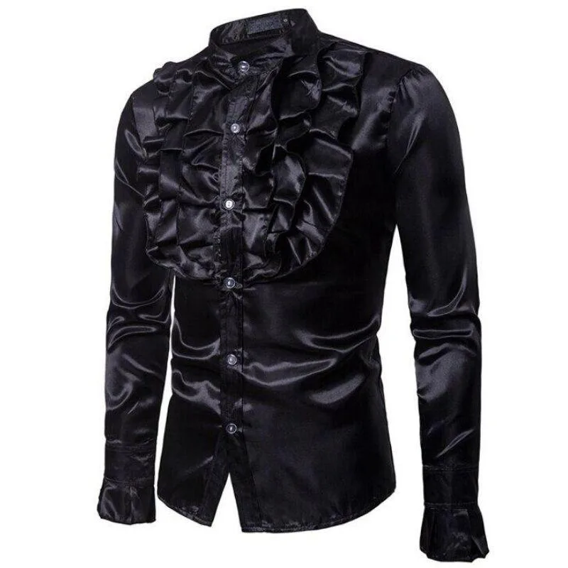 Chemise Steampunk Satin Noir Homme