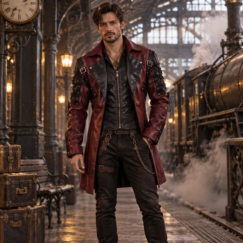 Vue 2 — Veste Steampunk Gothique en PU