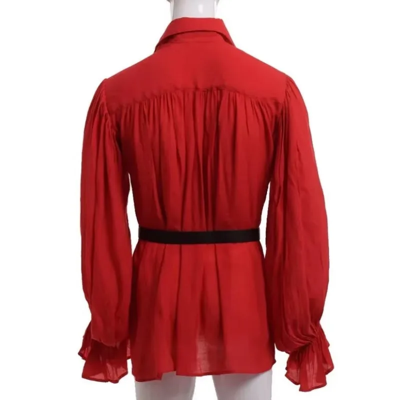 Vue 5 — Chemise Rouge Steampunk Homme