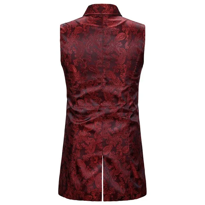 Vue 3 — Veste Costume Gothique Sans Manche Homme Rouge