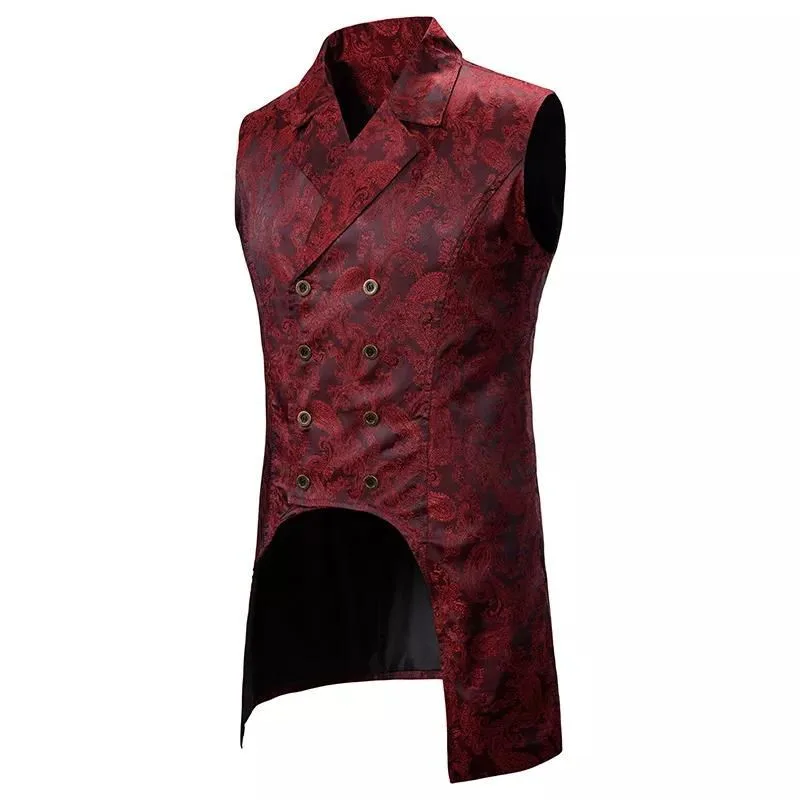 Vue 6 — Veste Costume Gothique Sans Manche Homme Rouge
