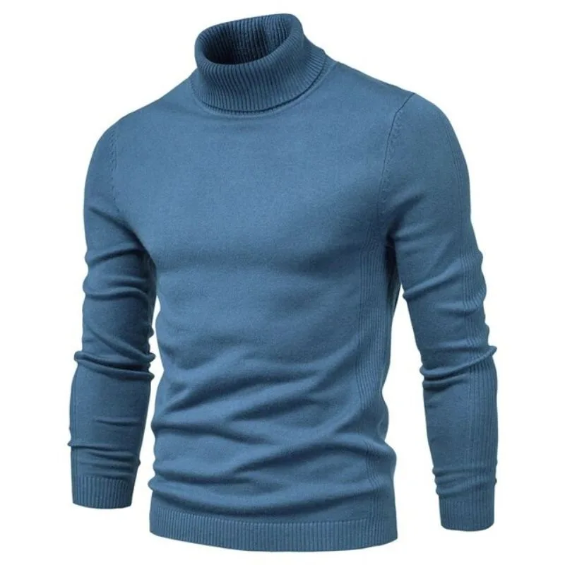 Vue 4 — Pull Col Roulé Homme Slim