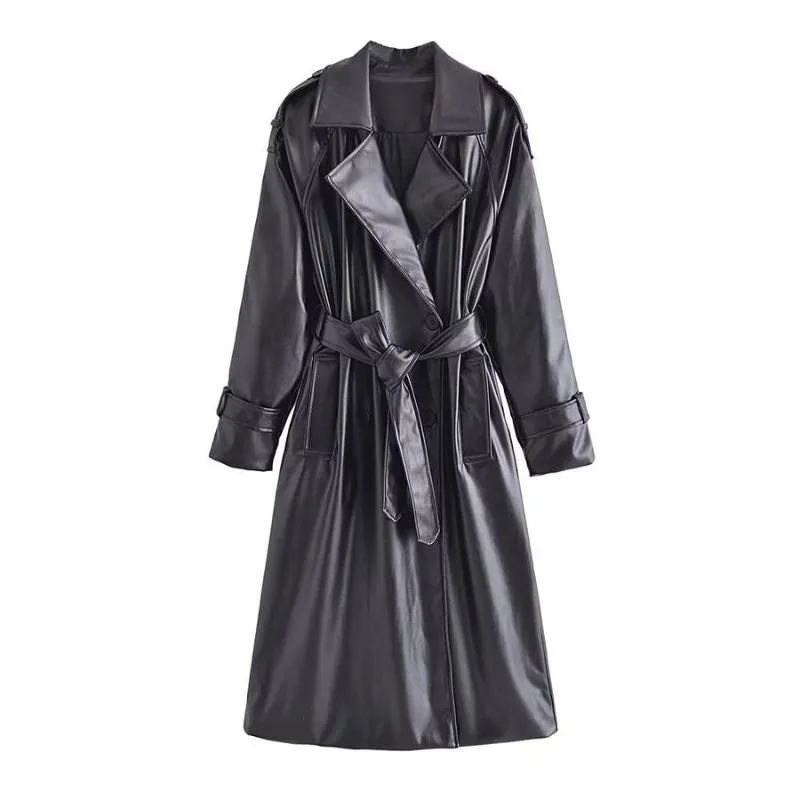 Manteau Simili PU Type Trench Coat