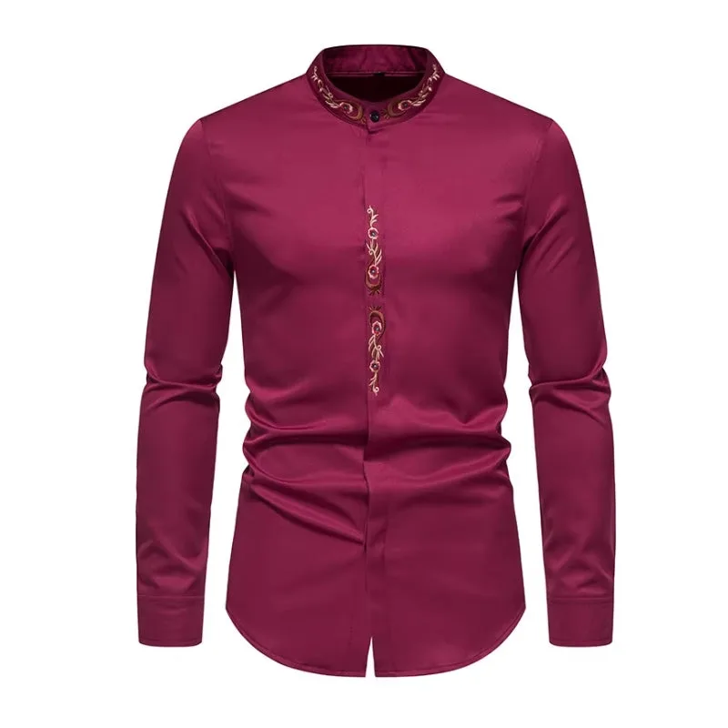 Vue 5 — Chemise à Col Mao Brodée