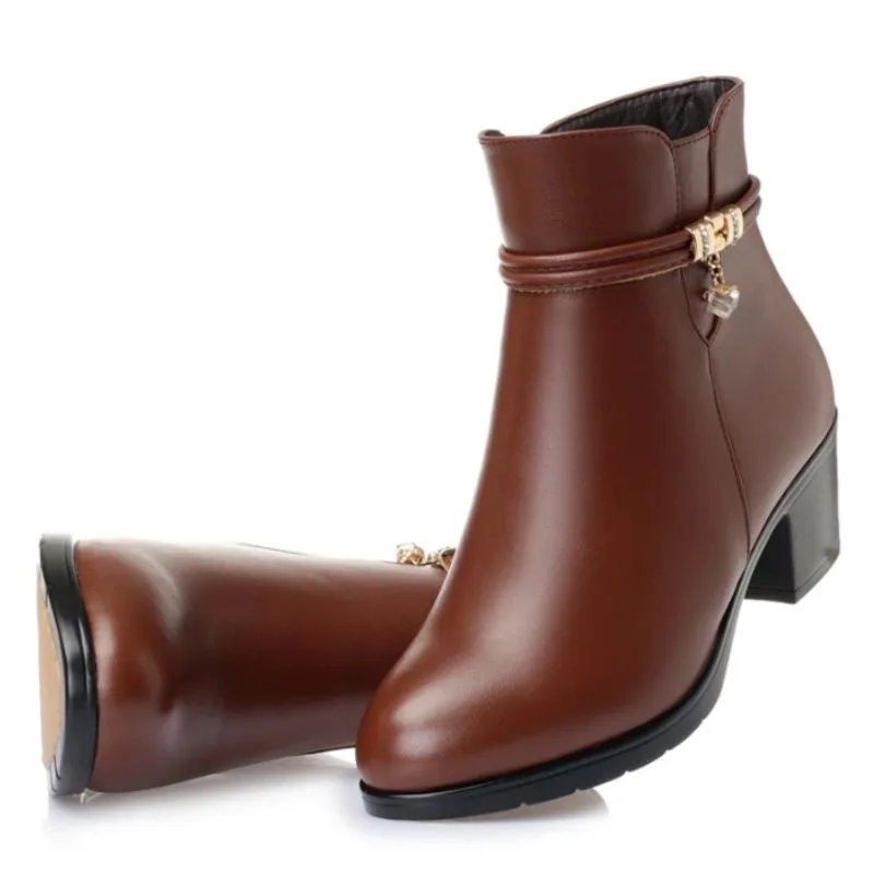 Vue 10 — Bottines en PU Marron à Talon