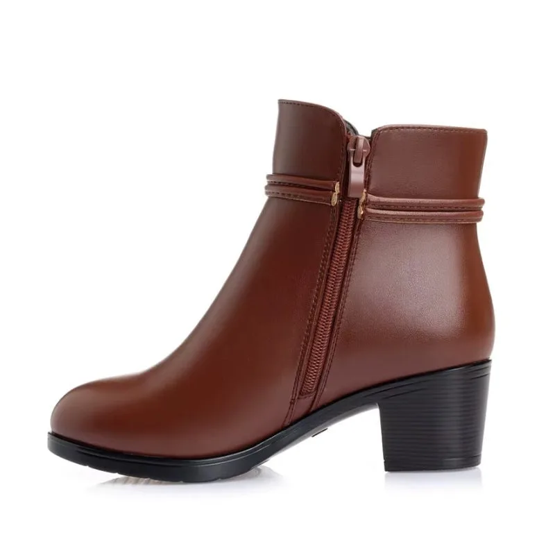 Vue 8 — Bottines en PU Marron à Talon