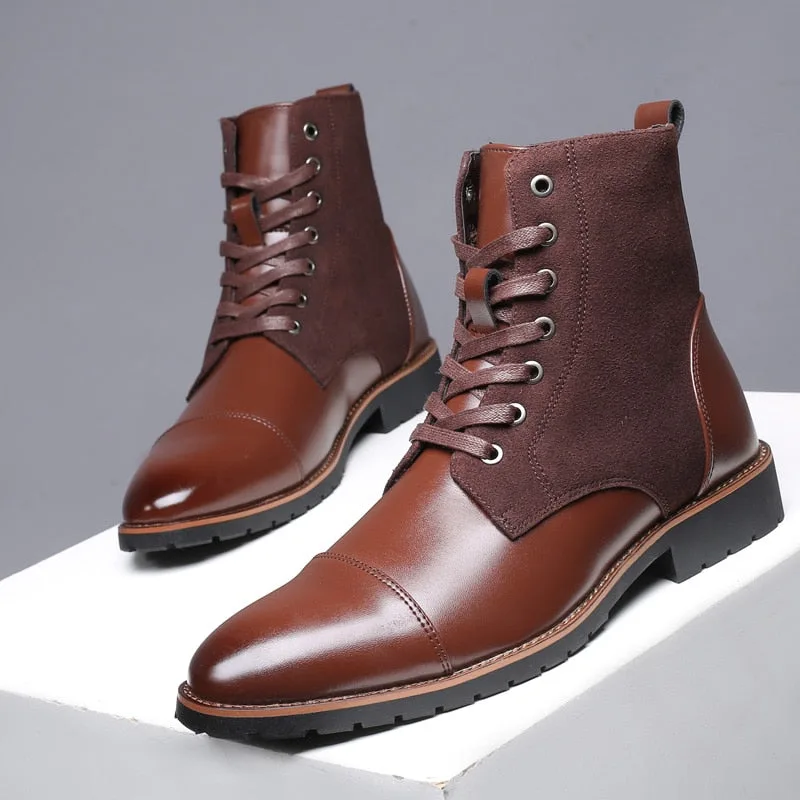 Vue 6 — Bottines Marron en Simili PU et à Lacets