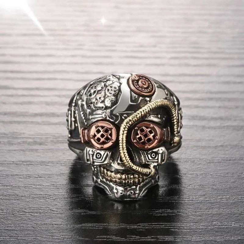 Vue 3 — Bague Tête de Mort Steampunk