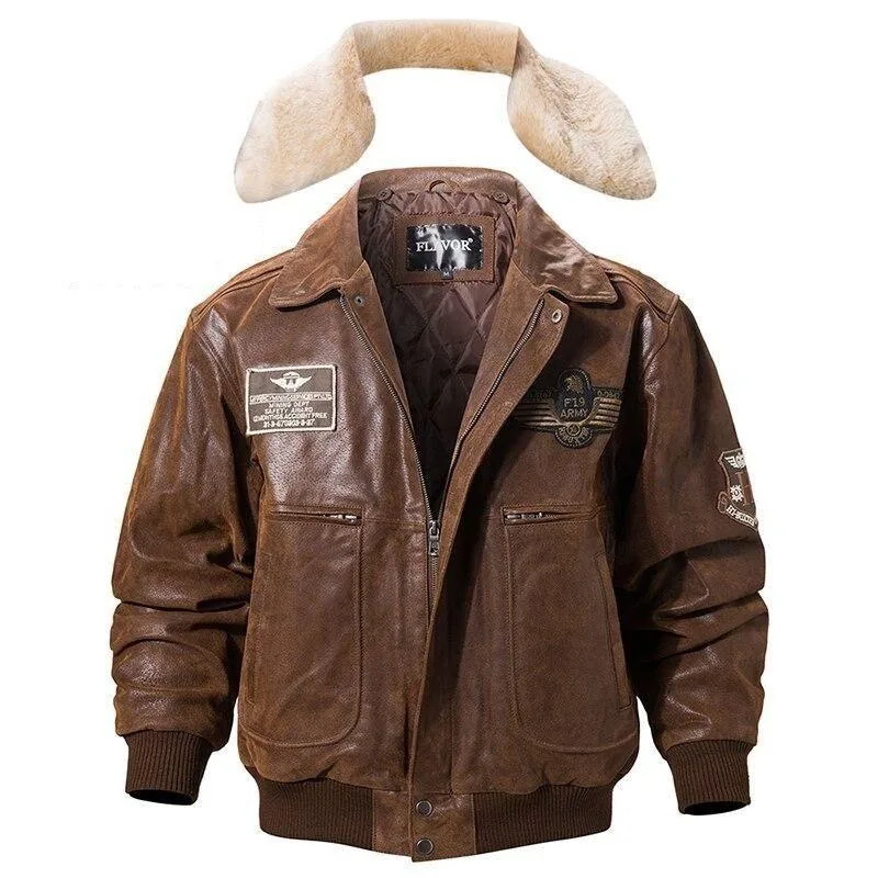 Vue 10 — Veste Steampunk Aviateur en Cuir