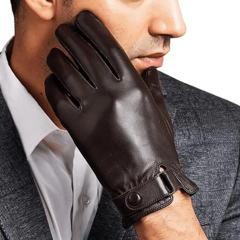 Vue 3 — Gant en Cuir Marron pour Homme