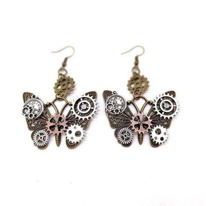Vue 3 — Boucles d'Oreilles Papillon Steampunk