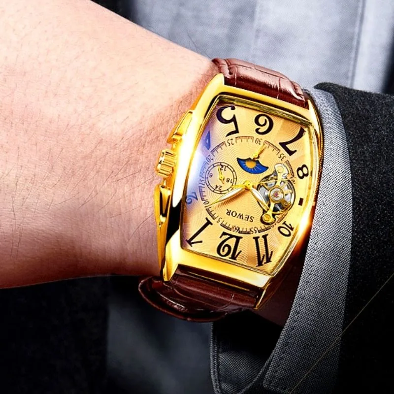 Vue 2 — Montre Rectangulaire Homme Vintage