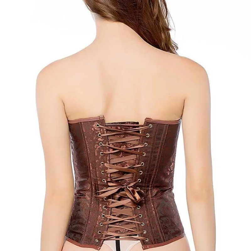 Vue 6 — Corset Steampunk Vintage Marron