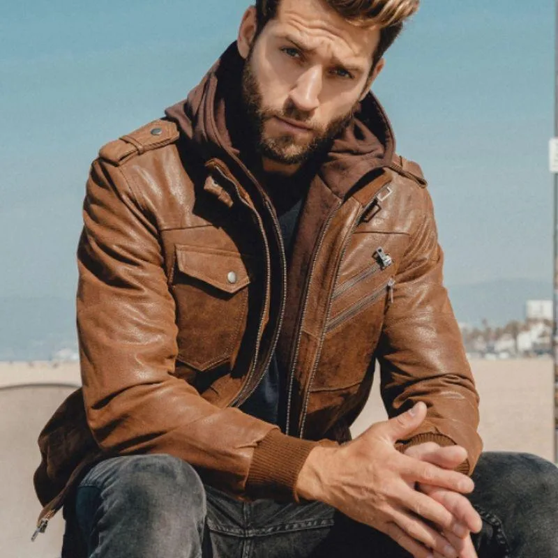 Vue 10 — Blouson Veste Steampunk en Cuir